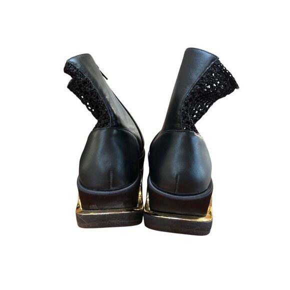 4CCCCEES Black/Gold Mesh Platform Ankle Boots Open Toe Side Zip NWOB EU 40 US 9 - Picture 13 of 15